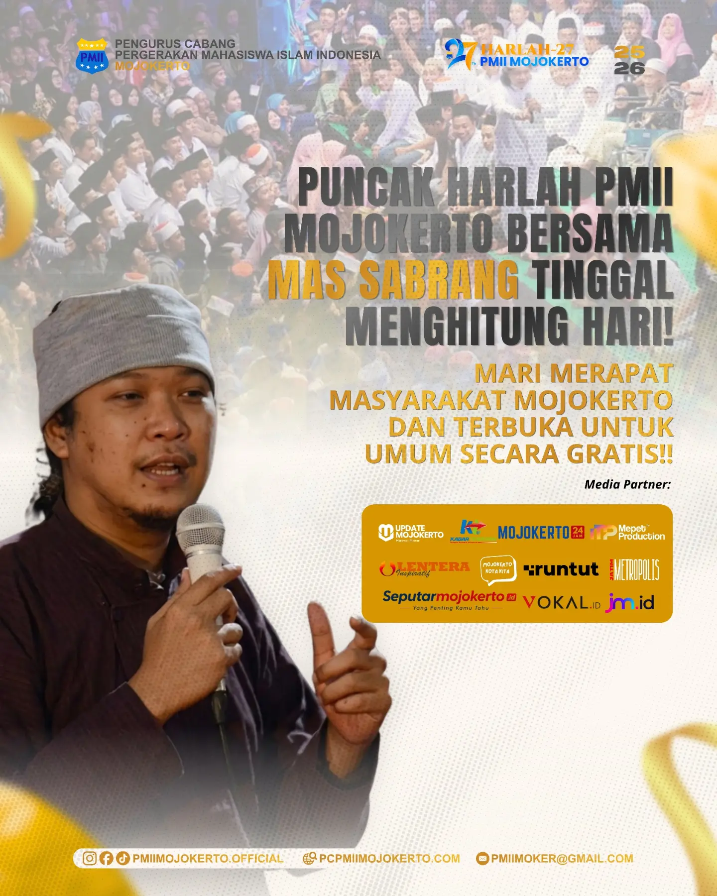 Tinggal Menghitung Hari! Puncak Harlah PMII Mojokerto Bersama Mas Sabrang Segera Digelar